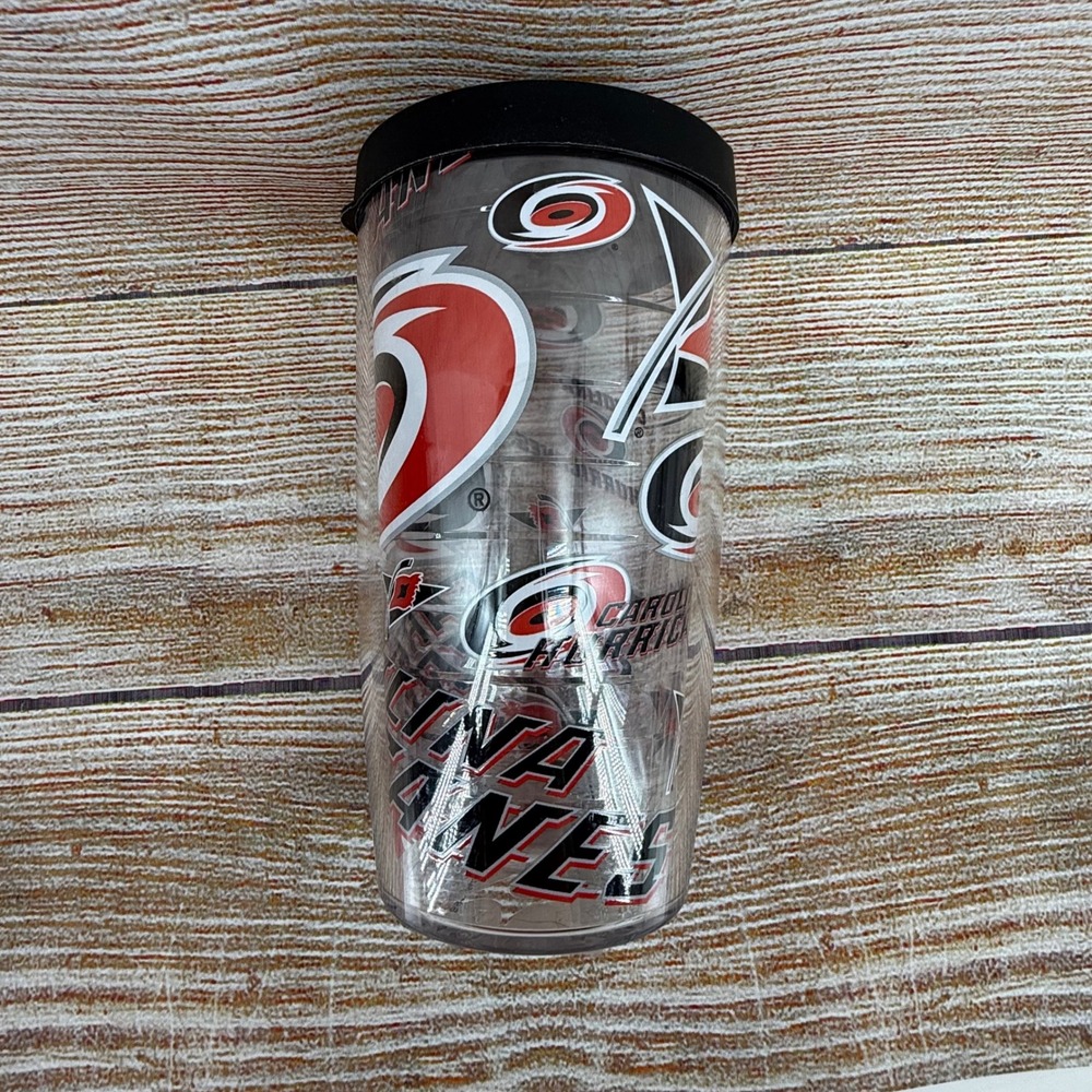 Tervis NHL Carolina Hurricanes 16oz Insulated Tumbler Black Lid All Over Logo